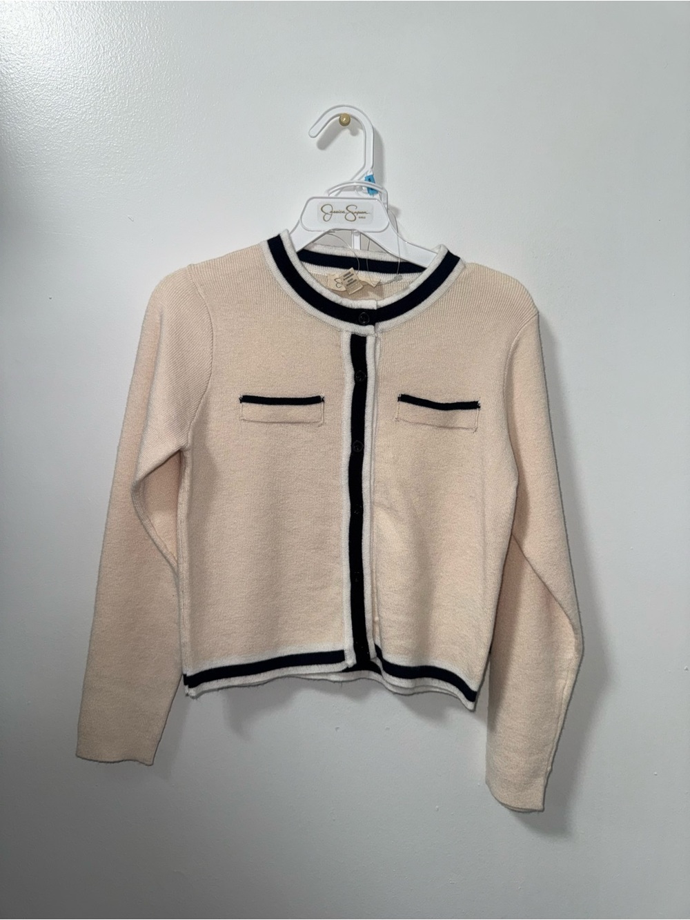 Jessica Simpson Cream Cardigan with Black Trim